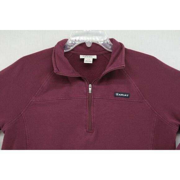 Ariat Quarter Zip Sweatshirt Women’s Large Maroon Pullover Preppy Modern - Picture 4 of 9